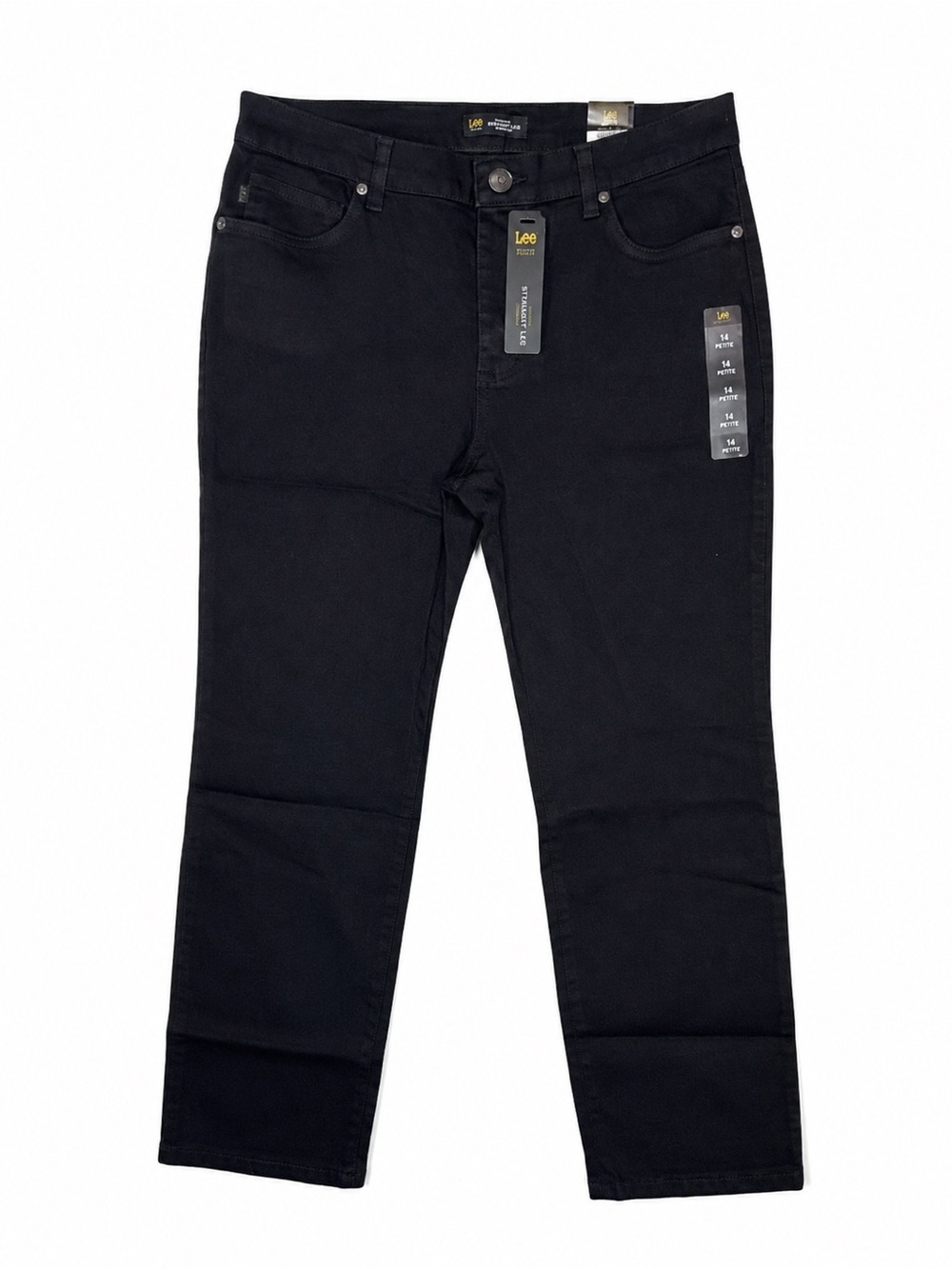 Lee Women’s Relaxed Fit Straight Leg Petite Jeans Black Onyx Size 14P NWT